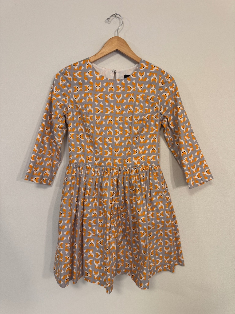 Vaute Brooklyn Fox Print Organic Cotton Fit & Flare Dress XS Made in NYC